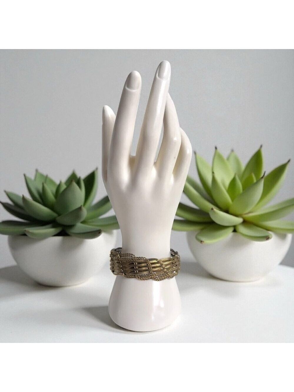 Vintage Brass Wire Woven Cuff Bracelet Boho Jewelry